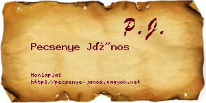 Pecsenye János névjegykártya