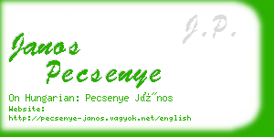 janos pecsenye business card